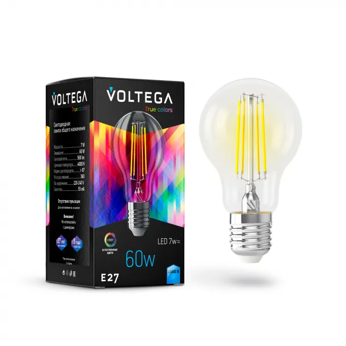 Светодиодная лампа Crystal A60 7W 4000K E27 CRI97 от ImperiumLoft