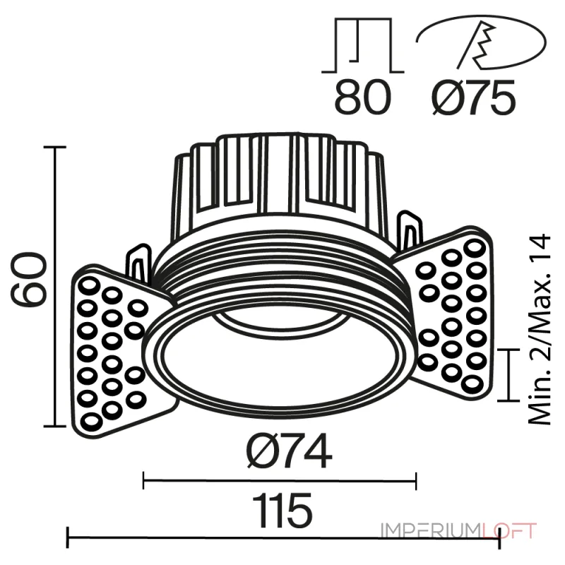 Встраиваемый светильник Maytoni Round DL058, 12W3K, TRS, W