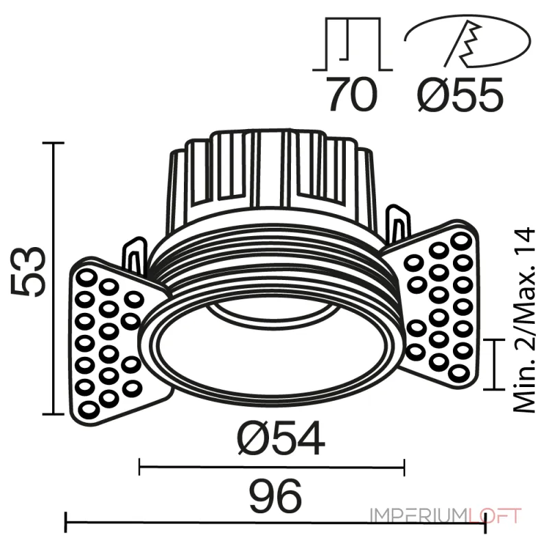 Встраиваемый светильник Maytoni Round DL058, 7W3K, TRS, B