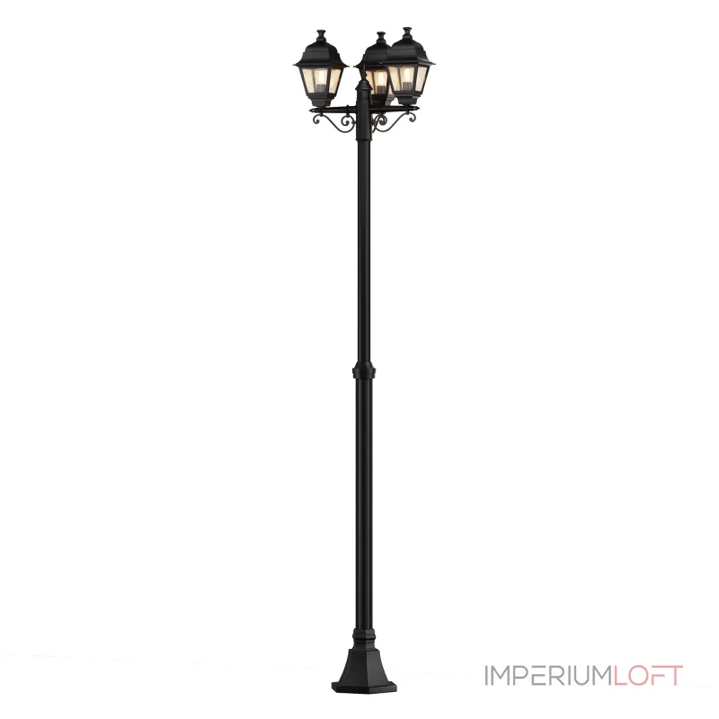 Фонарный столб Maytoni Abbey Road O003FL-03B Цвет арматуры черный Цвет плафонов прозрачный