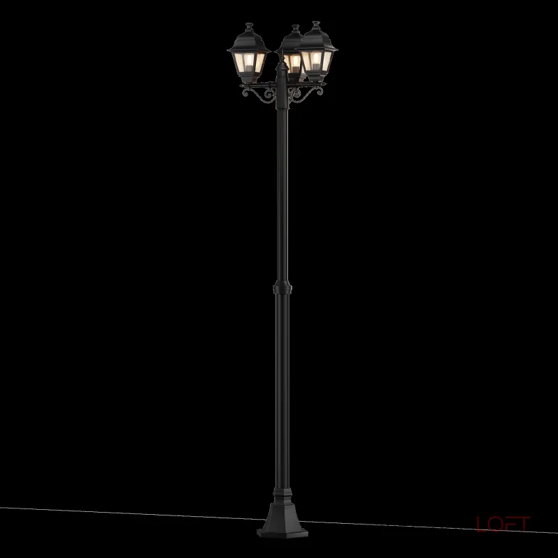 Фонарный столб Maytoni Abbey Road O003FL-03B Цвет арматуры черный Цвет плафонов прозрачный