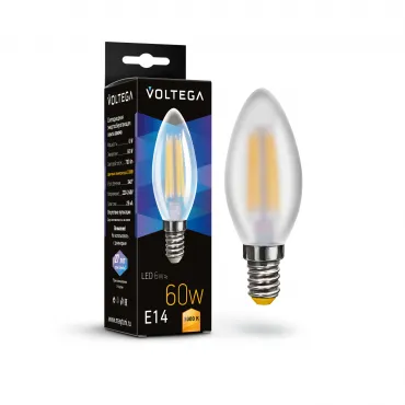 Светодиодная лампа Voltega Crystal Candle matt 6W 3000K E14