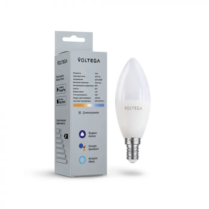 Светодиодная лампа Wi-Fi Candle E14 5W 2700K-6500K MIX DIM от ImperiumLoft