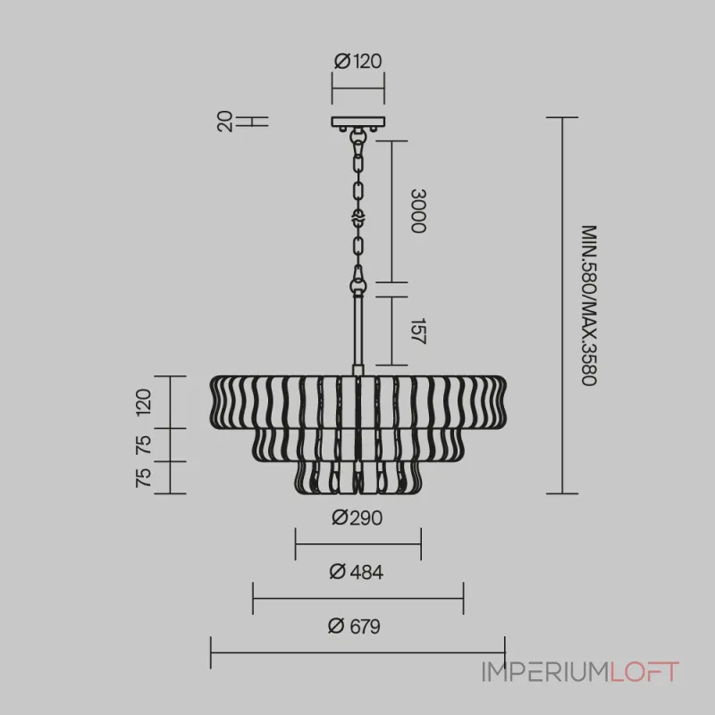 Подвесная люстра Maytoni Boulder MOD538PL-09MG Подвесная люстра Maytoni Boulder MOD538PL-09MG