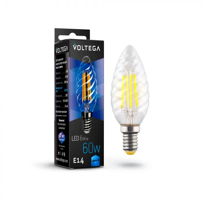 Светодиодная лампа Crystal Candle corn 6W 4000K E14 Voltega Crystal 7028 от ImperiumLoft