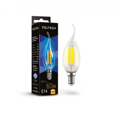 Светодиодная лампа Voltega Crystal Candle wind 6W 3000K E14