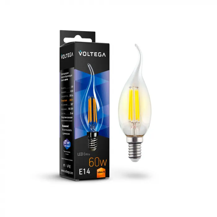 Светодиодная лампа Crystal Candle wind 6W 2800K E14 Voltega Crystal 7017 от ImperiumLoft