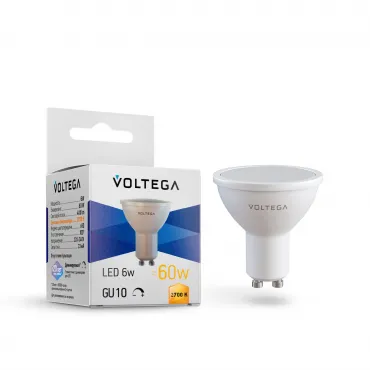 Светодиодная лампа MR16 6W 2700K 110° GU10 DIM Voltega Simple 7238