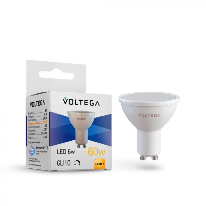 Светодиодная лампа MR16 6W 2700K 110° GU10 DIM Voltega Simple 7238 от ImperiumLoft