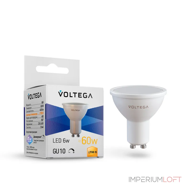 Светодиодная лампа MR16 6W 2700K 110° GU10 DIM Voltega Simple 7238 от ImperiumLoft Светодиодная лампа MR16 6W 2700K 110° GU10 DIM Voltega Simple 7238 от ImperiumLoft