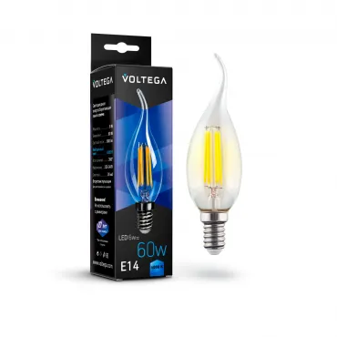 Светодиодная лампа Crystal Candle wind 6W 4000K E14 Voltega Crystal 7018