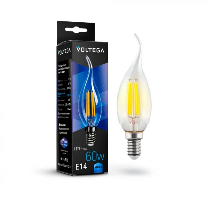 Светодиодная лампа Crystal Candle wind 6W 4000K E14 Voltega Crystal 7018 от ImperiumLoft