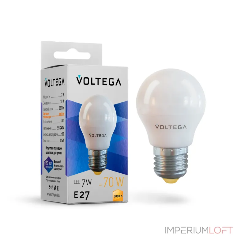 Светодиодная лампа 7W 3000K E27 Voltega Simple 7243 от ImperiumLoft Светодиодная лампа 7W 3000K E27 Voltega Simple 7243 от ImperiumLoft