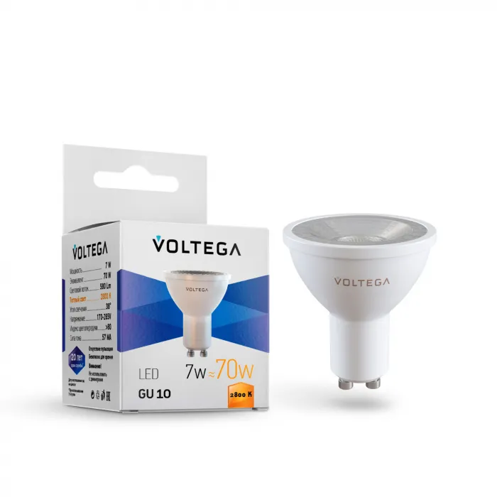 Светодиодная лампа Simple MR16 7W 2800K 38° GU10 Voltega Simple 7060 от ImperiumLoft