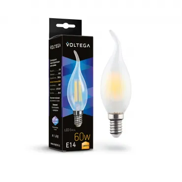 Светодиодная лампа Voltega Crystal Candle wind matt 6W 3000K E14