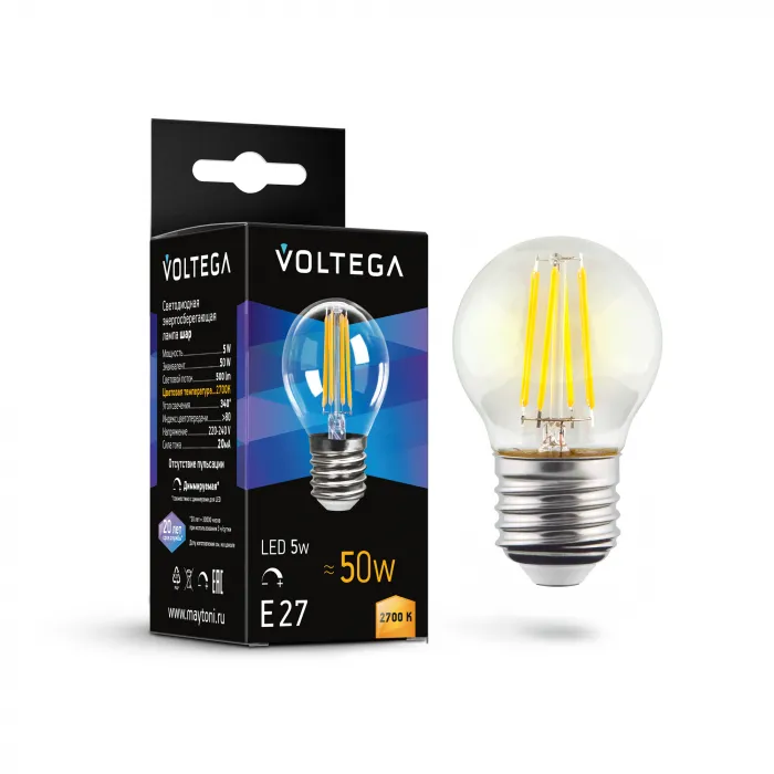 Светодиодная лампа Voltega Crystal Globe 5W 2700K E27 DIM от ImperiumLoft