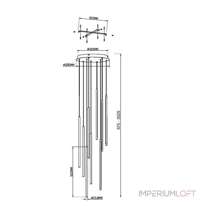 Подвесной светильник Light stick MOD236PL-L54BS3K Подвесной светильник Light stick MOD236PL-L54BS3K
