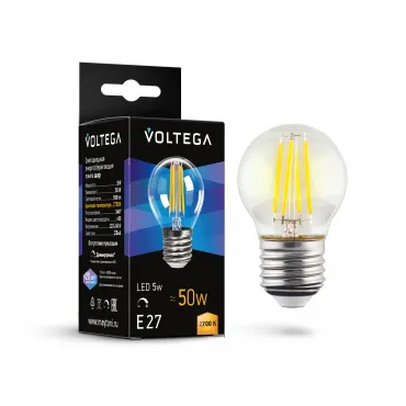 Светодиодная лампа Voltega Crystal Globe 5W 2700K E27 DIM