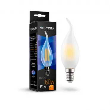 Светодиодная лампа Crystal Candle wind matt 6W 2800K E14 Voltega Crystal 7025
