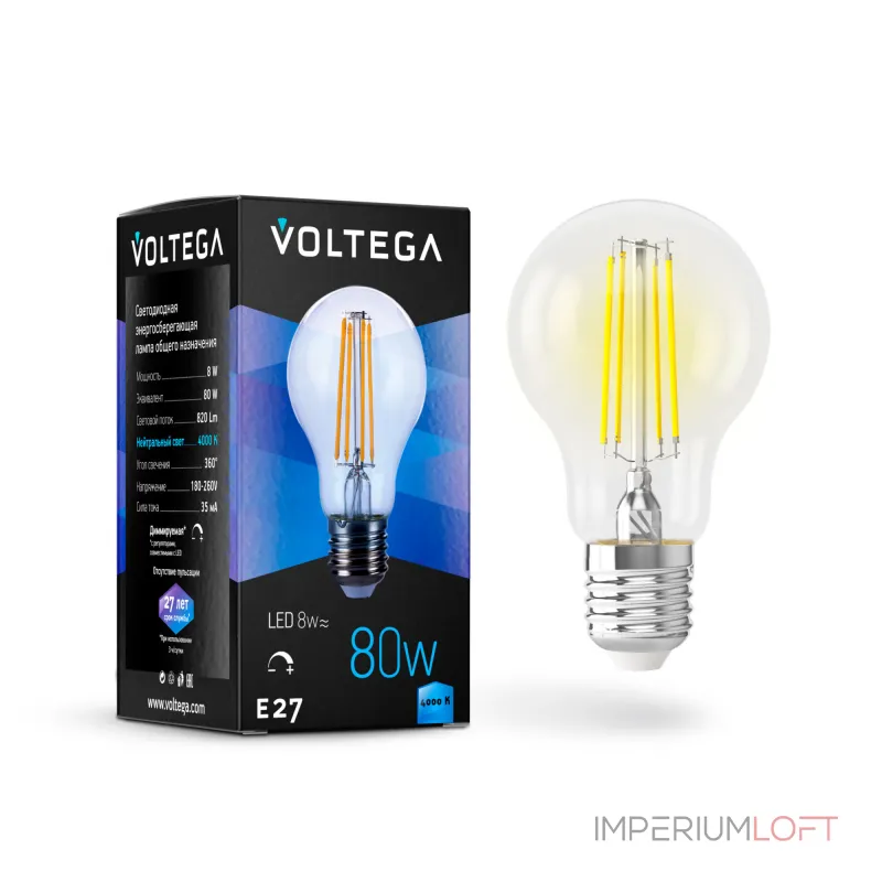 Светодиодная лампа Crystal A60 8W 4000K E27 DIM