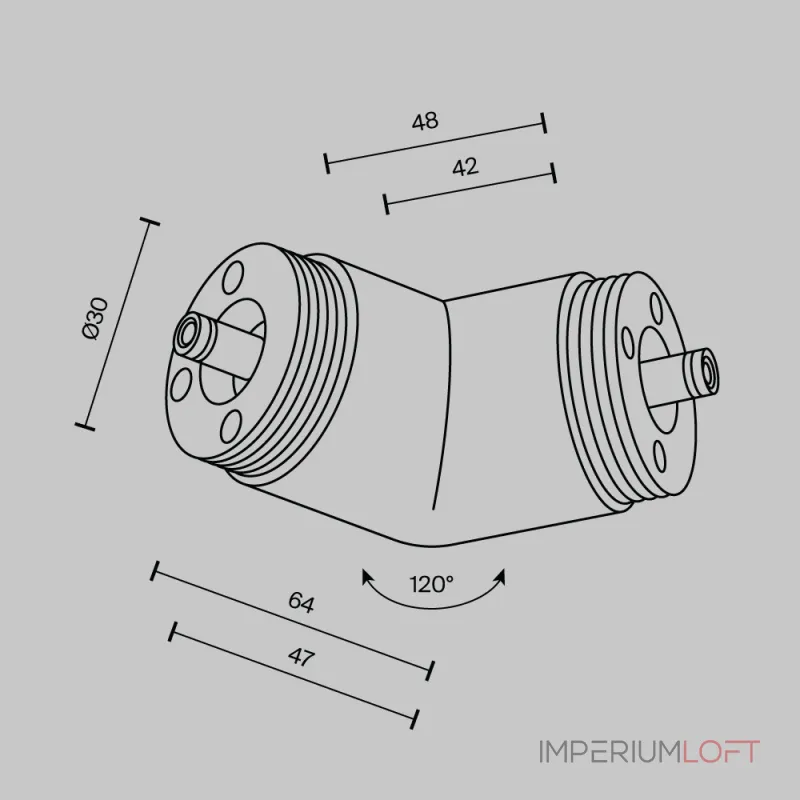 Угловой коннектор 120° для системы Shelf без ввода питания Maytoni Shelf CA018LWC-B