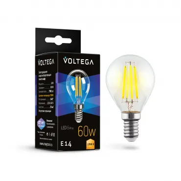 Светодиодная лампа Voltega Crystal Globe 6W 2700K E14