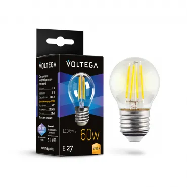 Светодиодная лампа Voltega Crystal Globe 6W 2700K E27 Светодиодная лампа Voltega Crystal Globe 6W 2700K E27