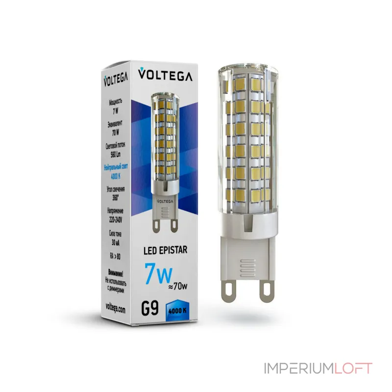 Светодиодная лампа Simple Capsule 7W 4000K G9 360° Voltega Simple 7037 Светодиодная лампа Simple Capsule 7W 4000K G9 360° Voltega Simple 7037