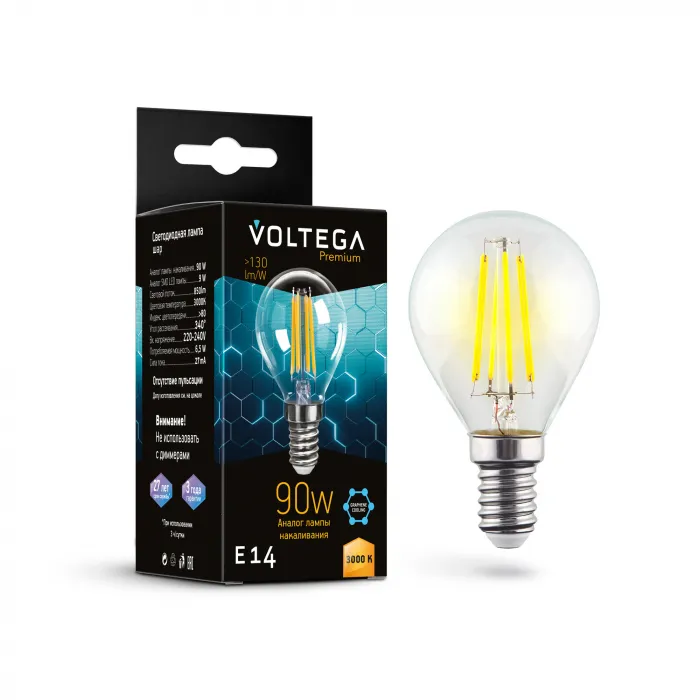 Светодиодная лампа Voltega Crystal Graphene Globe 9W 3000K E14 от ImperiumLoft