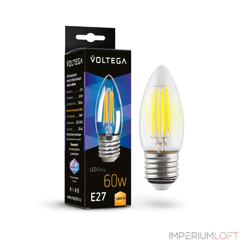 Светодиодная лампа Voltega Crystal Candle 6W 3000K E27 от ImperiumLoft Светодиодная лампа Voltega Crystal Candle 6W 3000K E27 от ImperiumLoft