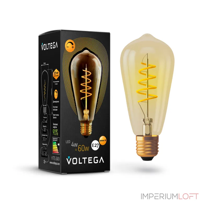 Светодиодная лампа Loft Led ST64 4W 2800K E27 DIM