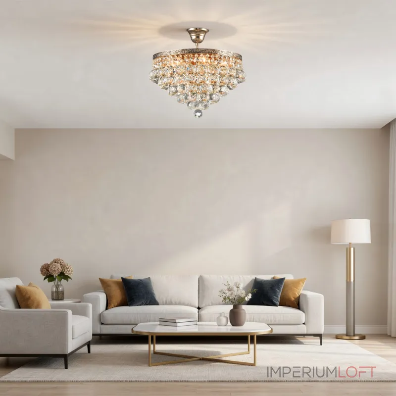 Потолочная люстра Maytoni Royal Classic DIA783-CL38-6-G с хрустальными подвесами