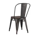 Tolix WOOD черный патина золото, основание и спинка оцинкованный металл, сиденье тёмное дерево