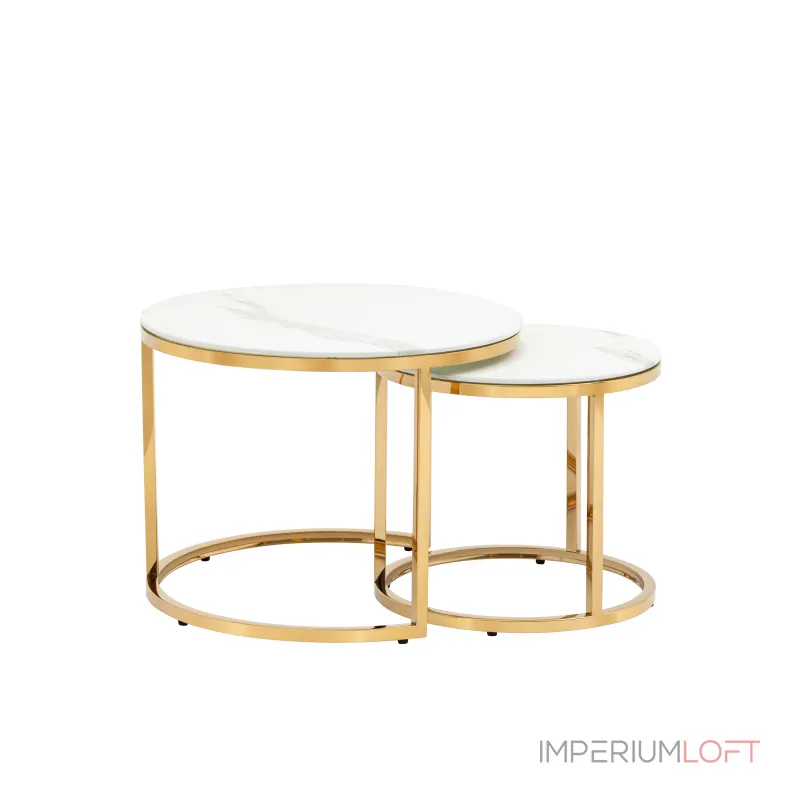 Селена 60 и 45 см стекло белый мрамор сталь золото от ImperiumLoft