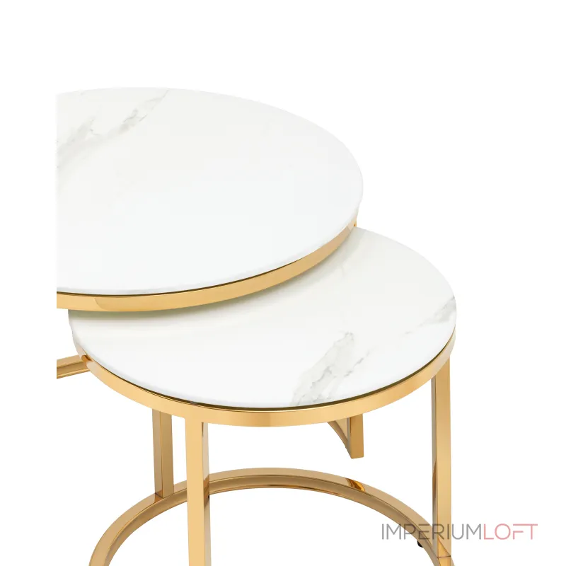 Селена 60 и 45 см стекло белый мрамор сталь золото от ImperiumLoft