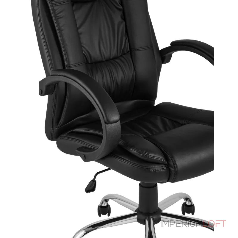 TopChairs Atlant офисное черное обивка экокожа, механизм качания Top Gun