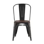 Tolix WOOD черный патина золото, основание и спинка оцинкованный металл, сиденье тёмное дерево