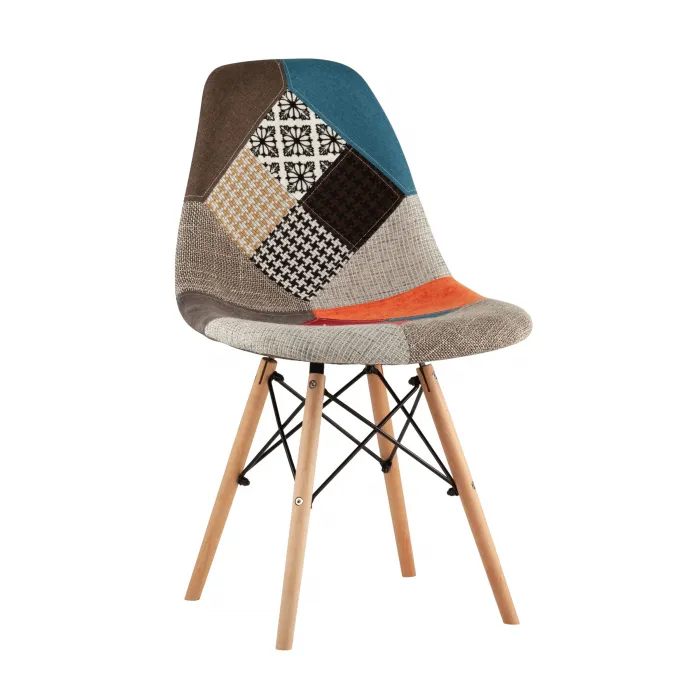 Eames DSW в тканевой обивке в стиле пэчворк, сиденье платиковое, ножки деревянные от ImperiumLoft