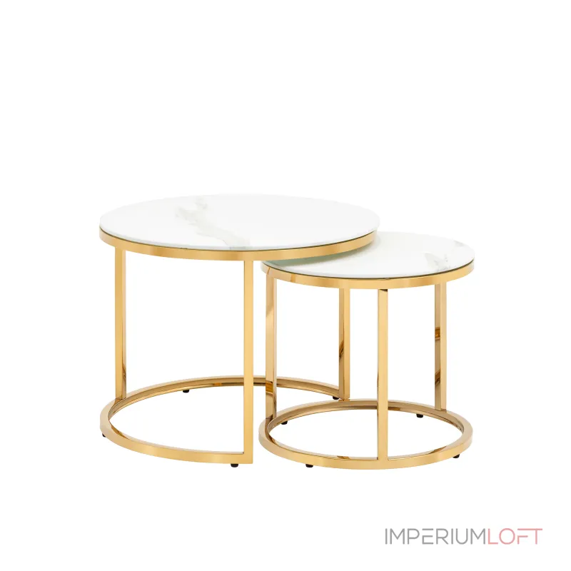 Селена 60 и 45 см стекло белый мрамор сталь золото от ImperiumLoft