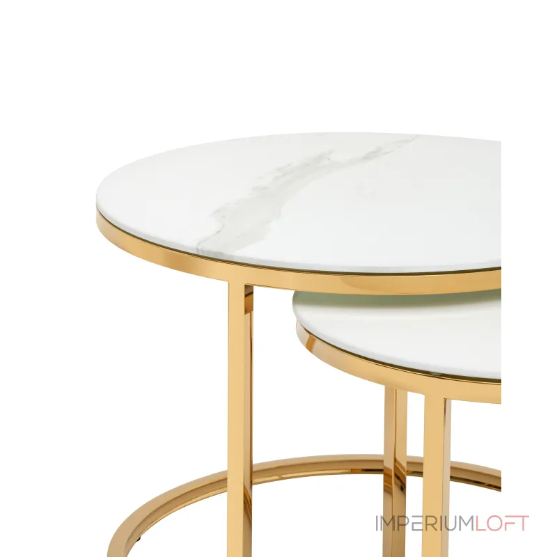 Селена 60 и 45 см стекло белый мрамор сталь золото от ImperiumLoft