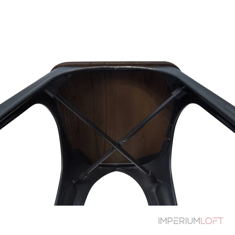 Tolix WOOD черный патина золото, основание и спинка оцинкованный металл, сиденье тёмное дерево