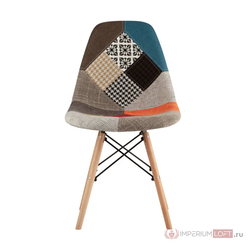 Eames DSW в тканевой обивке в стиле пэчворк, сиденье платиковое, ножки деревянные от ImperiumLoft