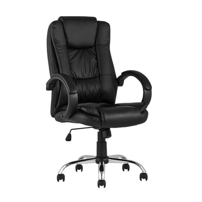 TopChairs Atlant офисное черное обивка экокожа, механизм качания Top Gun от ImperiumLoft