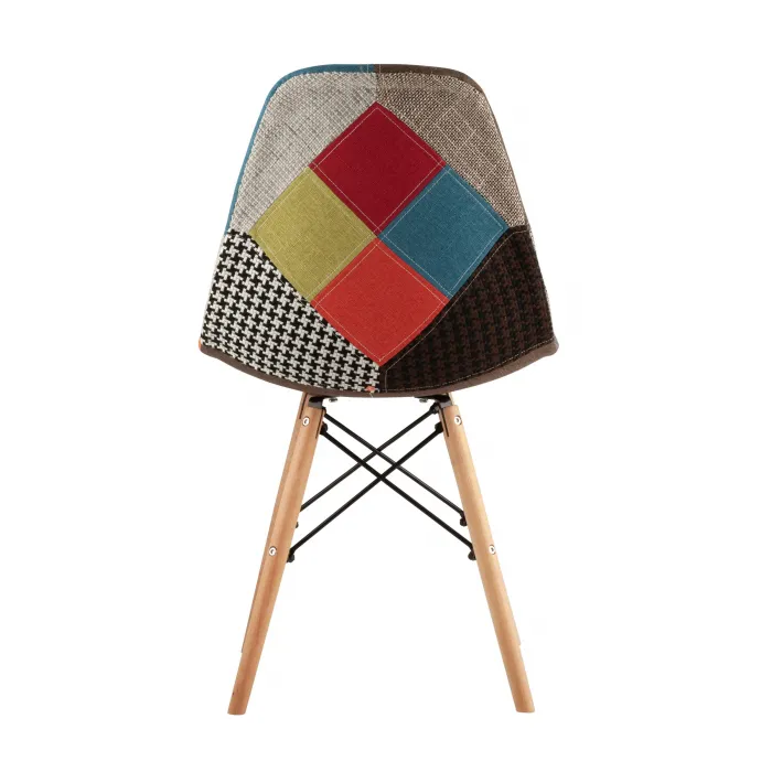 Eames DSW в тканевой обивке в стиле пэчворк, сиденье платиковое, ножки деревянные от ImperiumLoft