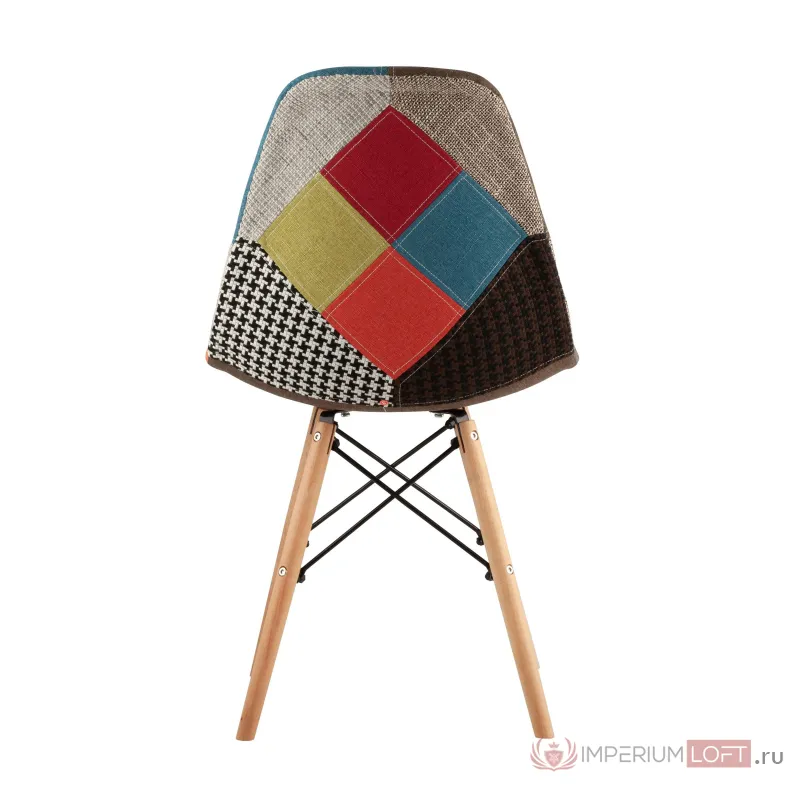 Eames DSW в тканевой обивке в стиле пэчворк, сиденье платиковое, ножки деревянные от ImperiumLoft
