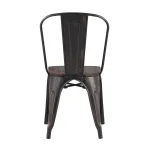 Tolix WOOD черный патина золото, основание и спинка оцинкованный металл, сиденье тёмное дерево