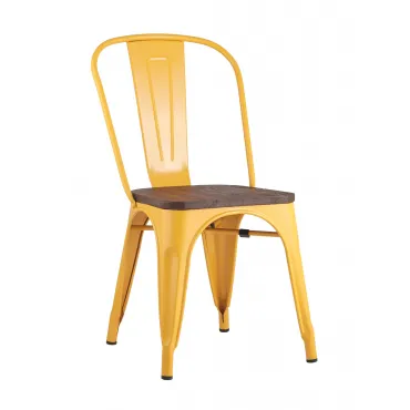 Tolix Wood желтый сиденье деревянное