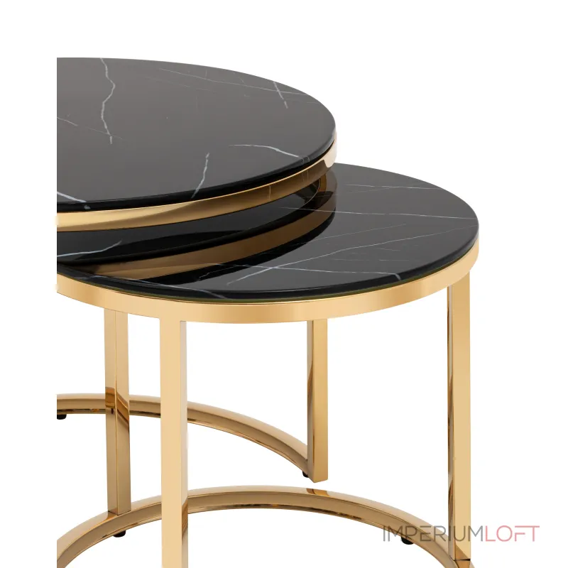 Селена 60 и 45 см стекло черный мрамор сталь золото от ImperiumLoft