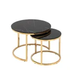 Селена 60 и 45 см стекло черный мрамор сталь золото от ImperiumLoft