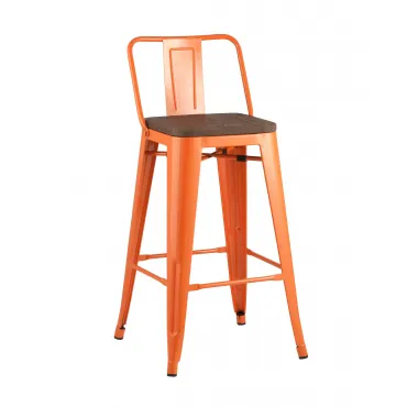 Tolix Wood со спинкой оранжевый глянцевый деревянное сиденье